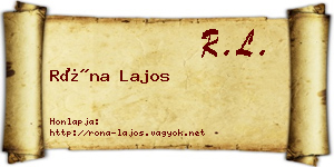 Róna Lajos névjegykártya